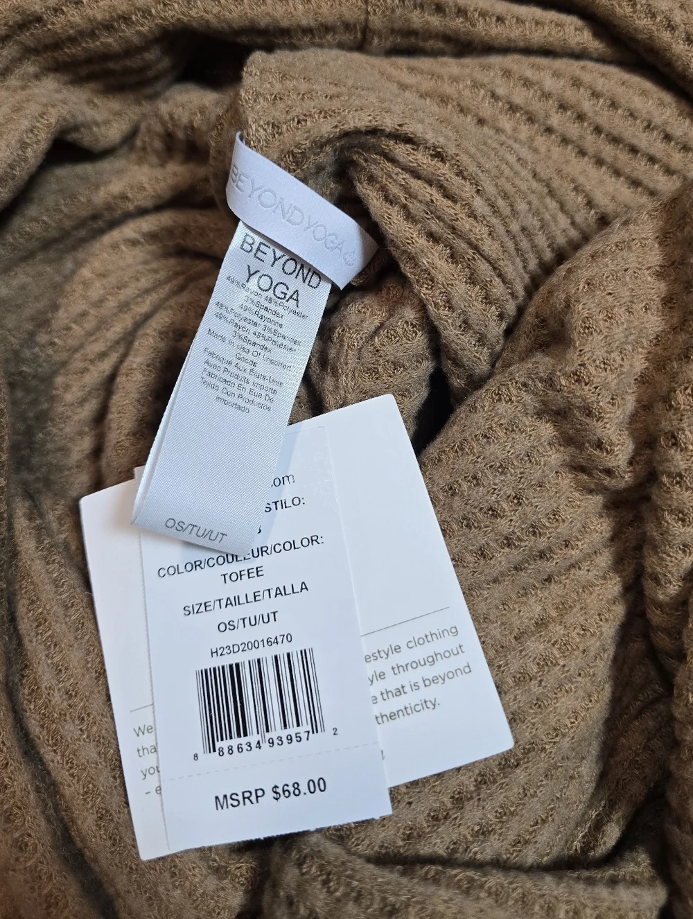 Beyond Yoga‎ Waffle Knit Infinity Scarf Tofee One Size NWT